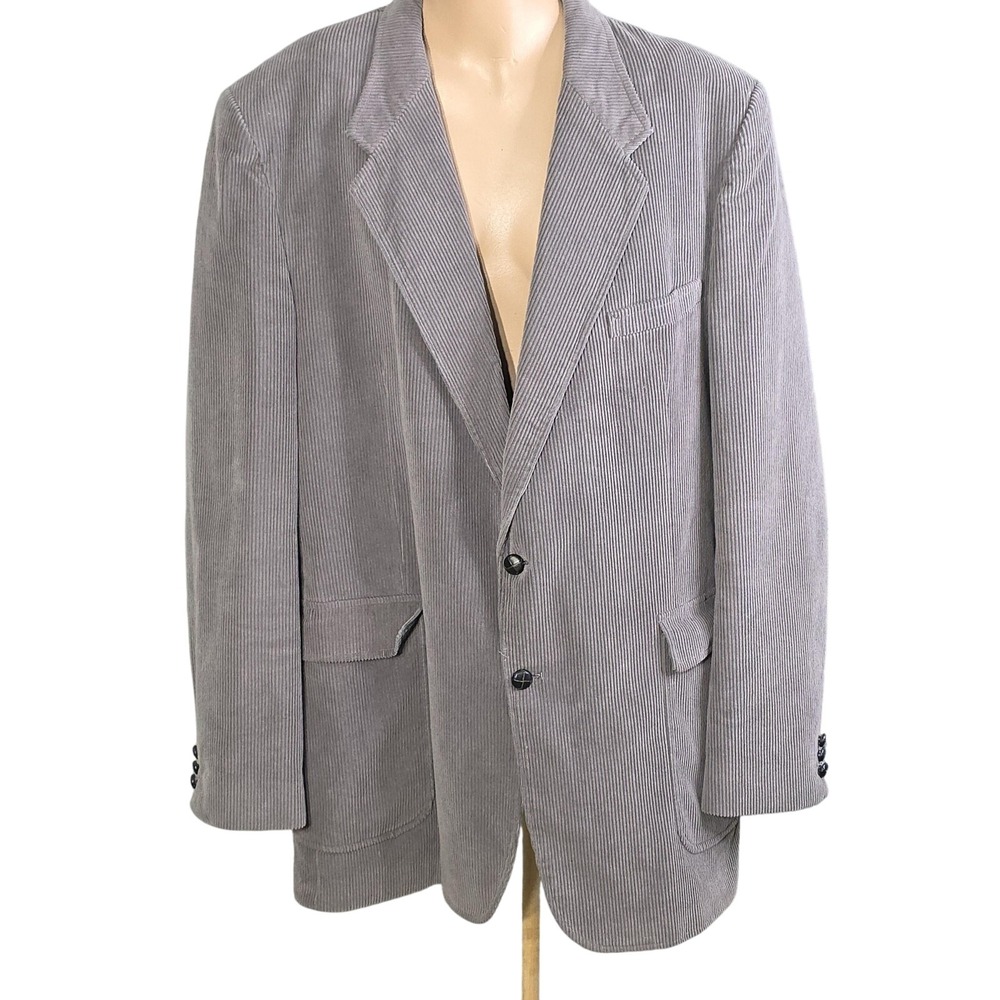 The Men's Store Blazer Mens 50XT Gray Corduroy Sport Coat Notch Lapel 2 Button